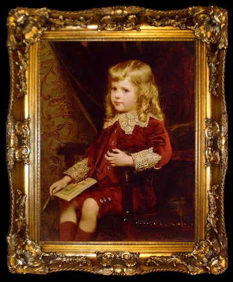 framed  Alfred Edward Emslie Portrait of a young boy in a red velvet suit, ta009-2
